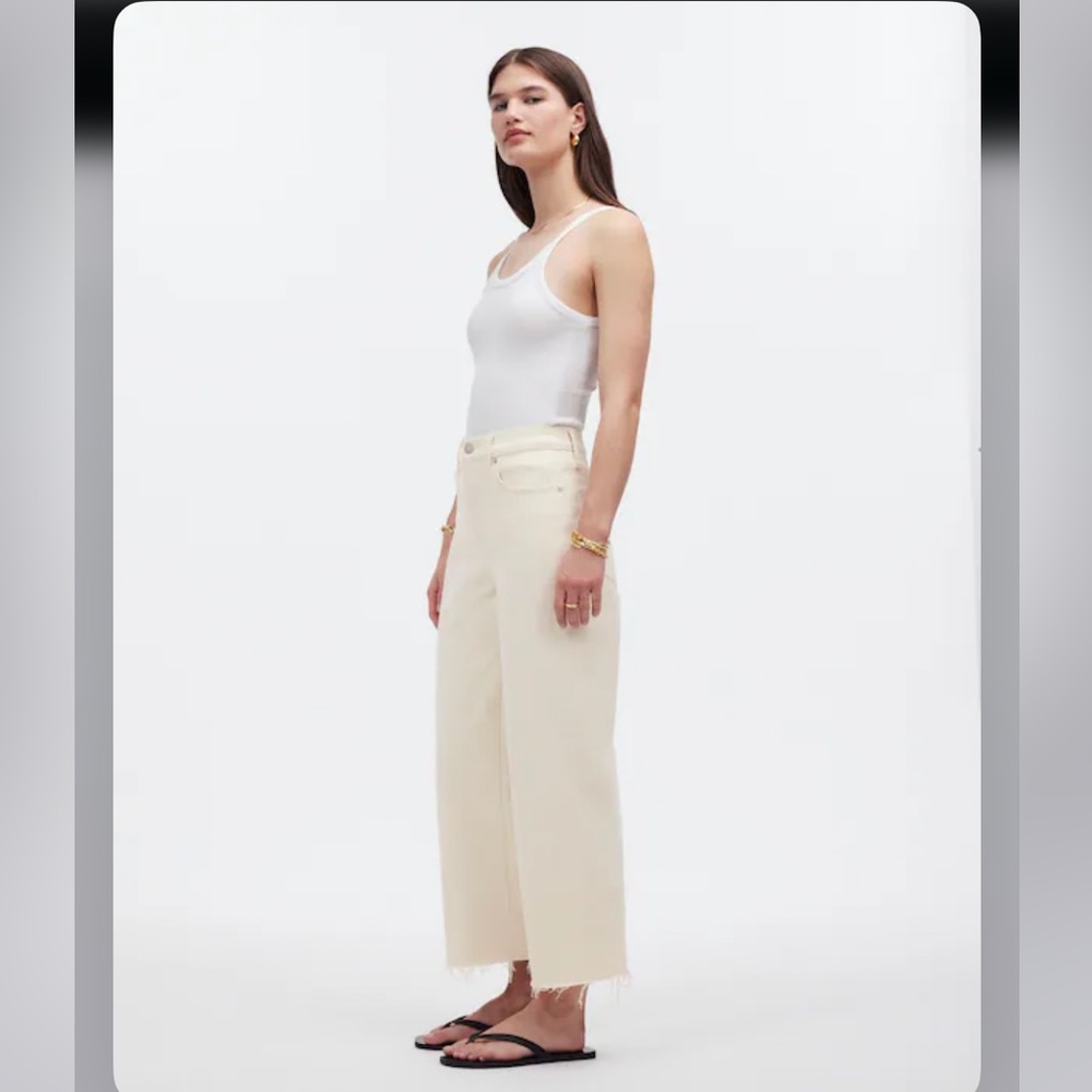 Madewell Cream Wide-Leg Cropped Jeans